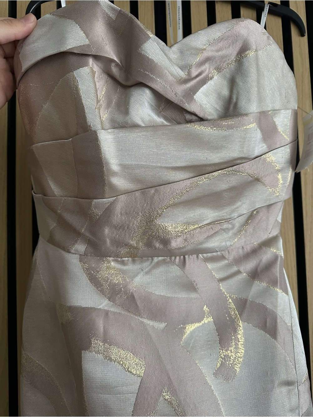 Donna Karan Strapless Column Gown in Neutral Taupe and Beige - Picture 7 of 10